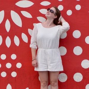 Anthropologie eyelet romper with back detail